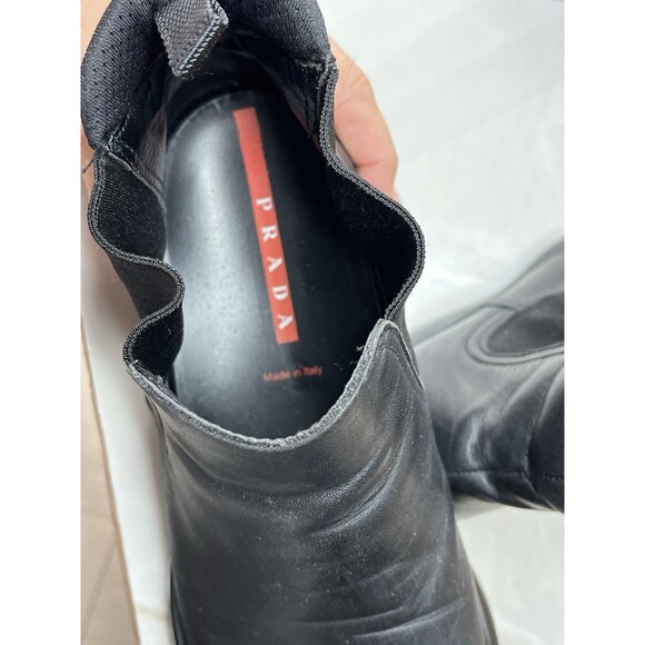 Vtg Prada Men Sport Chelsea Boots 0828 Gore Black Leather Sz Uk 7.5 Us 8.5 Shoes main image 5